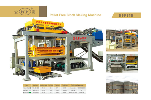 Hongfa high quality pallet free concrete block making machines
