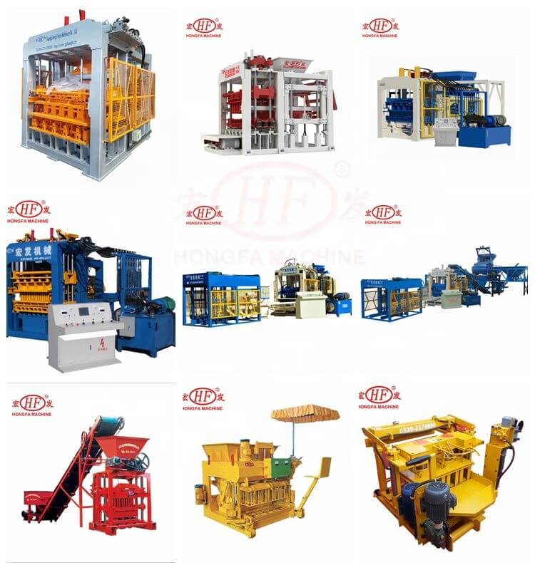 Hongfa various concrete brick making machine types and models