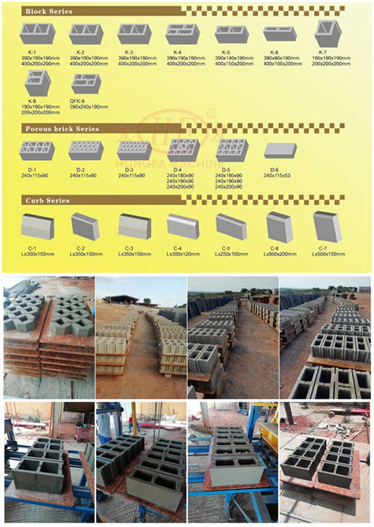 Hongfa make block machine with many hollow solid paver blocks