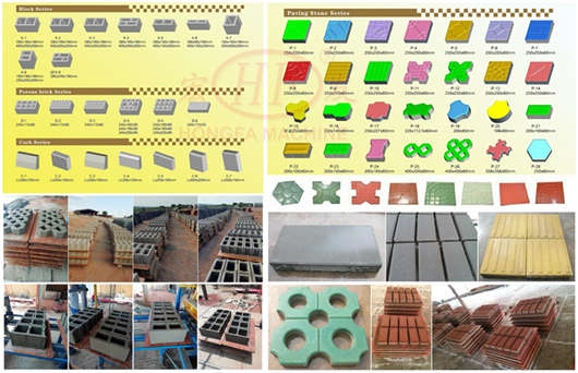 Hongfa make cement brick concrete block machine with hollow solid interlock color paver blocks